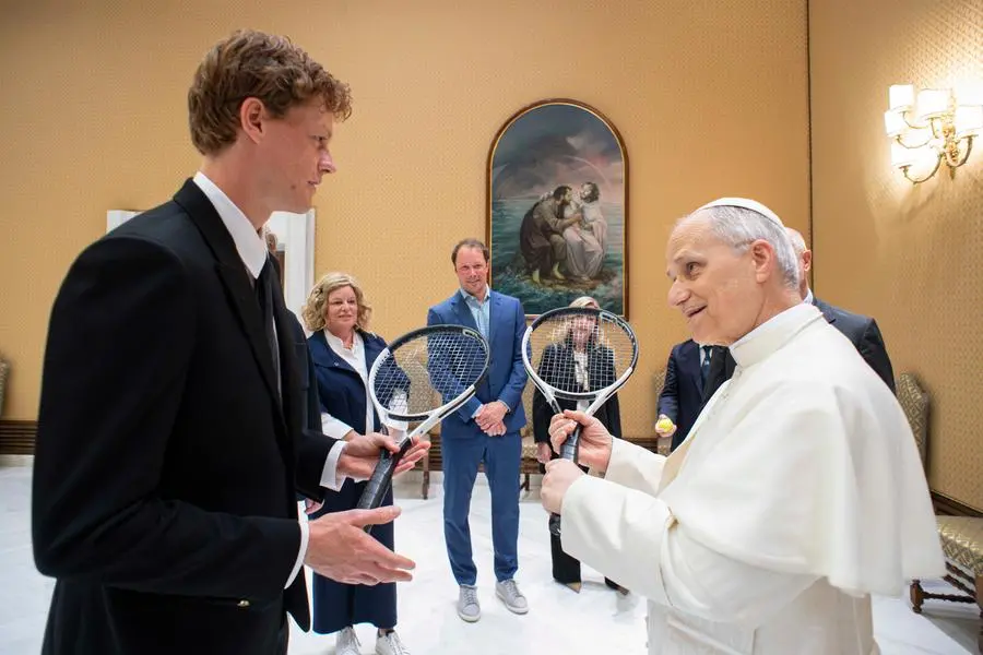 Papa Leone IV e Jannik Sinner in Vaticano