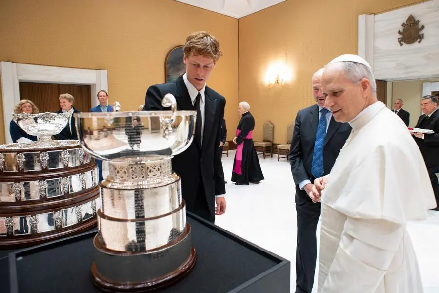 Papa Leone IV e Jannik Sinner in Vaticano