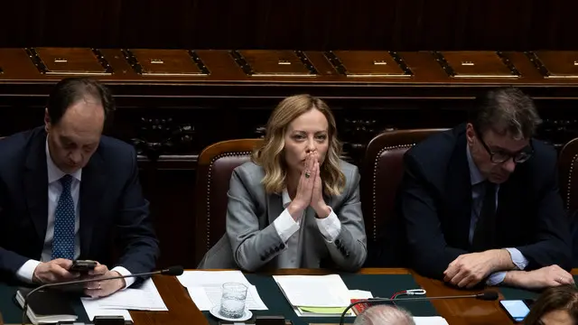Italian Prime Minister, Giorgia Meloni, attends the premier time at the Chambre of Deputies in Rome, Italy, 14 May 2025. ANSA/MASSIMO PERCOSSI
