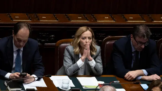 Italian Prime Minister, Giorgia Meloni, attends the premier time at the Chambre of Deputies in Rome, Italy, 14 May 2025. ANSA/MASSIMO PERCOSSI
