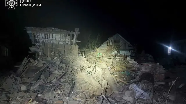 epa12045979 A handout photo made available by the State Emergency Service of Ukraine shows the site of a drone hit in Sumy, Ukraine, 22 April 2025, amid the ongoing Russian invasion. At least one person was injured after overnight Russian shelling in Sumy, according to the State Emergency Service report. Russian troops entered Ukrainian territory on 24 February 2022, starting a conflict that has provoked destruction and a humanitarian crisis. EPA/STATE EMERGENCY SERVICE OF UKRAINE HANDOUT EDITORIAL USE ONLY/NO SALES
