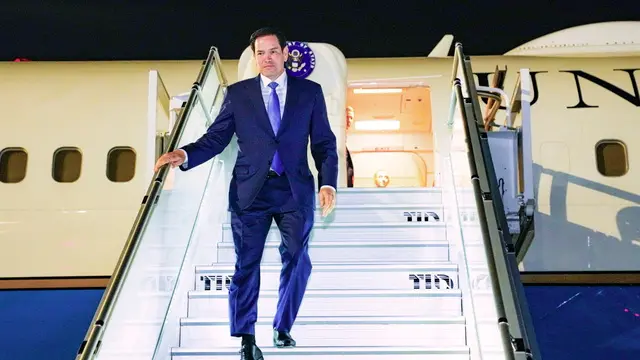 epa12101090 A handout photo made available by the US State Department shows US Secretary of State Marco Rubio departing the plane as he arrives to attend an informal meeting of NATO Ministers of Foreign Affairs in Antalya, Turkey, 14 May 2025. EPA/FREDDIE EVERETT / HANDOUT HANDOUT EDITORIAL USE ONLY/NO SALES