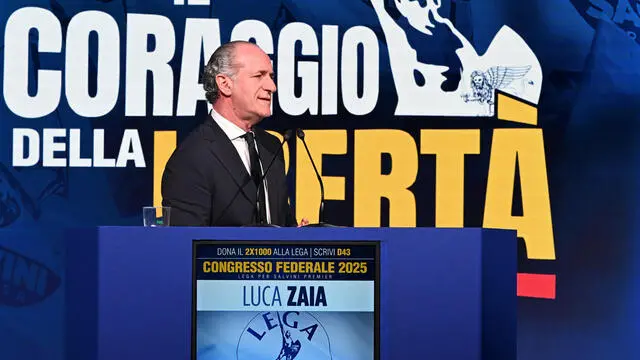Luca Zaia Governatore Veneto durante il Congresso Federale della Lega “ Il coraggio della Liberta’” alla Fortezza da Basso di Firenze 5 e 6 Aprile Firenze 05 Aprile 2025 ANSA/CLAUDIO GIOVANNINI