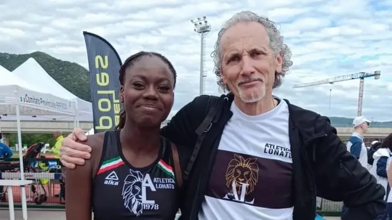 Carla Assane con il coach Pierangelo Avigo - Atletica Lonato Facebook © www.giornaledibrescia.it
