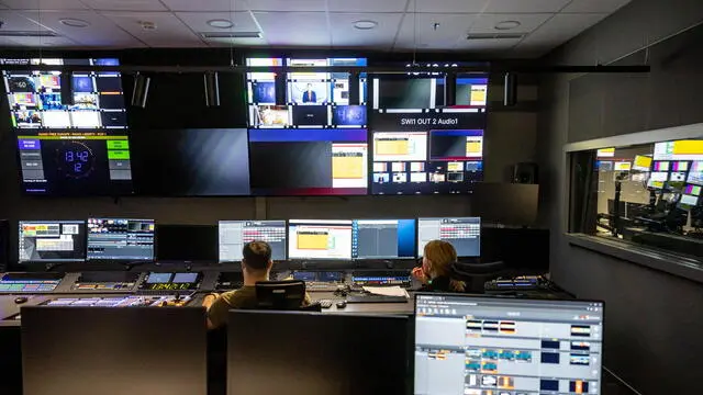 epa11992008 Staff work in the control room of TV studios at the Radio Free Europe/Radio Liberty headquarters in Prague, Czech Republic, 27 March 2025. Judge Royce C. Lamberth of the US District Court for the District of Columbia issued a preliminary injunction on 25 March suspending the US administration's efforts to cut off funding to Prague-based Radio Free Europe/Radio Liberty (RFE/RL), granted from the US Congress. EPA/MARTIN DIVISEK