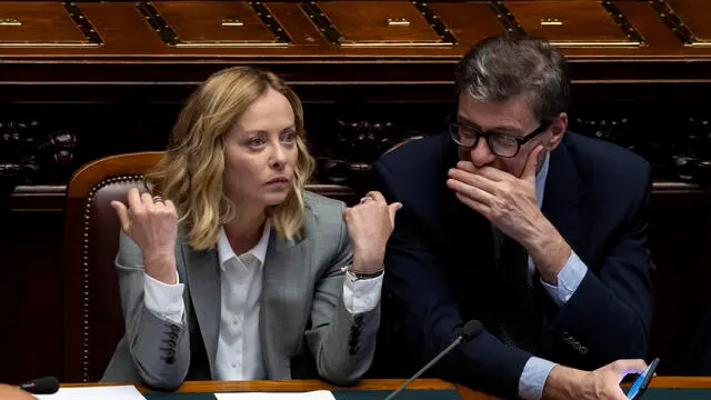 Italian Prime Minister, Giorgia Meloni, attends the premier time at the Chambre of Deputies in Rome, Italy, 14 May 2025. ANSA/MASSIMO PERCOSSI