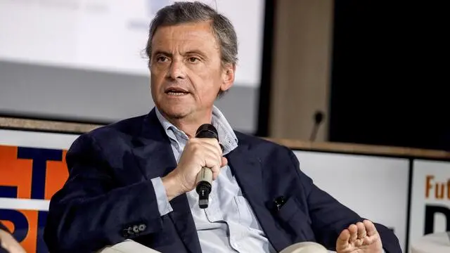 Carlo Calenda, segretario di Azione, partecipa all’evento “Direzione Nord. L'Innovazione che serve” presso la sede di Assolombarda a Milano, 9 maggio 2025. ANSA/MOURAD BALTI TOUATI