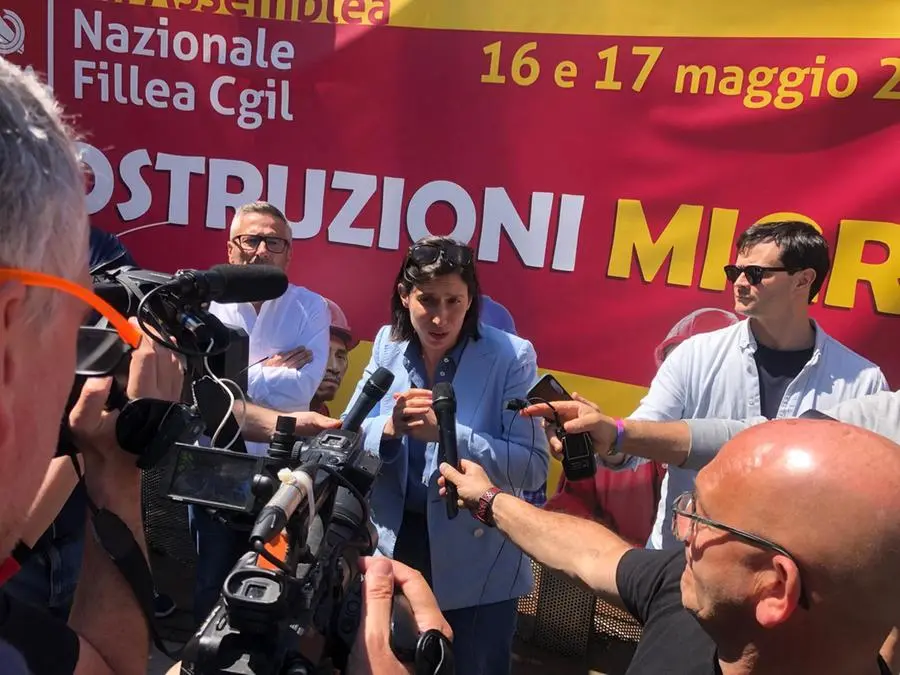 La segretaria nazionale del Pd Elly Schlein alla XII assemblea nazionale della Fillea Cgil