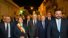 il ministro Antonio Tajani all'inaugurazione dell'Infiorata questa sera a Noto (Siracusa) con il presidente della Regione Renato Schifani e il sindaco di Noto, Corrado Figura