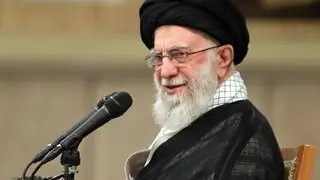 epa12108396 A handout photo made available by the Iranian supreme leader's office shows Iranian Supreme Leader Ayatollah Ali Khamenei speaking to the crowd during a ceremony in Tehran, Iran, 17 May 2025. According to Iranian state media, Khamenei denounced the recent remarks made by the President of the United States during his trip to the region as 'a disgrace to the speaker and a disgrace to the American nation'. EPA/IRAN LEADER'S OFFICE HANDOUT HANDOUT EDITORIAL USE ONLY/NO SALES