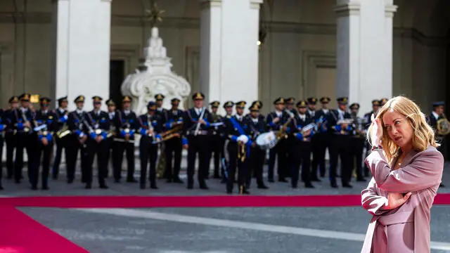 Italian Prime Minister Giorgia Meloni welcomes Lebanese President Joseph Aoun during their meeting at Palazzo Chigi, in Rome, Italy, 17 May 2025. ANSA/ANGELO CARCONI