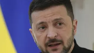 epa12102947 Ukrainian President Volodymyr Zelensky attends a press conference at the Embassy of Ukraine in Ankara, Turkey, 15 May 2025. Russian and Ukrainian delegations gather for peace talks in Istanbul. EPA/NECATI SAVAS