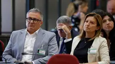 Dino Parelli e Maria Elena Dentesano, genitori di Lorenzo Parelli giovane morto sul lavoro, durante la cerimonia di commemorazione delle vittime sul lavoro, Camera dei Deputati, Roma 4 luglio 2024. ANSA/FABIO FRUSTACI