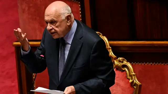 Il ministro della Giustizia, Carlo Nordio, durante il Question Time al Senato, Roma, 15 maggio 2025. ANSA/RICCARDO ANTIMIANI