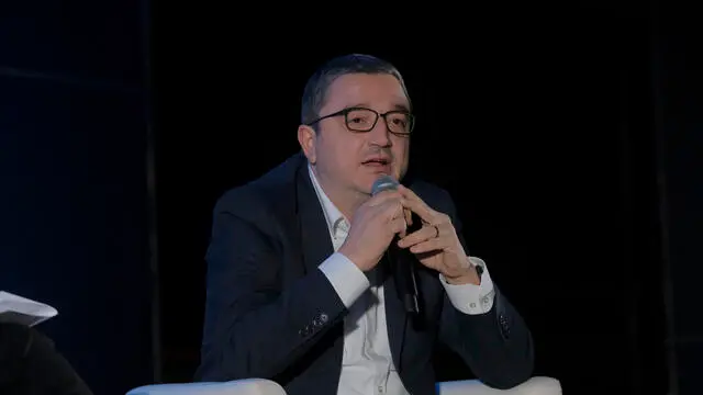 Fiera di Padova- Pre congresso Lega. Tavola rotonda dei governatori leghesti del Nord. Maurizio Fugatti, Pres. Provincia autonoma di Trento. 29 Marzo 2025. Padova. ANSA/NICOLA FOSSELLA
