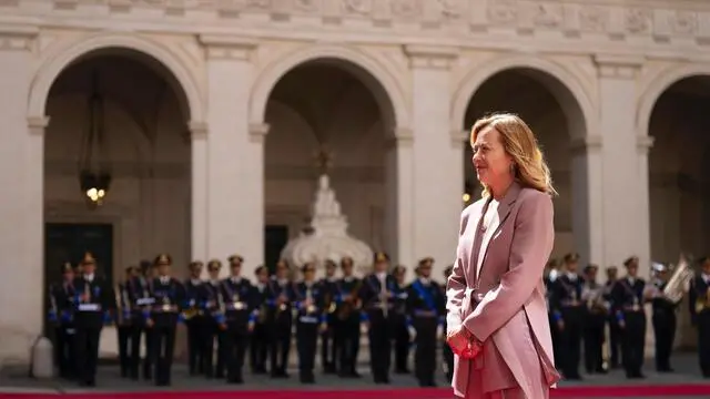 Italian Prime Minister, Giorgia Meloni, during the meeting with Lebanese President Joseph Aoun at the Chigi Palace in Rome, Italy, 17 May 2025. ANSA/CHIGI PALACE PRESS OFFICE/FILIPPO ATTILI +++ ANSA PROVIDES ACCESS TO THIS HANDOUT PHOTO TO BE USED SOLELY TO ILLUSTRATE NEWS REPORTING OR COMMENTARY ON THE FACTS OR EVENTS DEPICTED IN THIS IMAGE; NO ARCHIVING; NO LICENSING +++ NPK +++