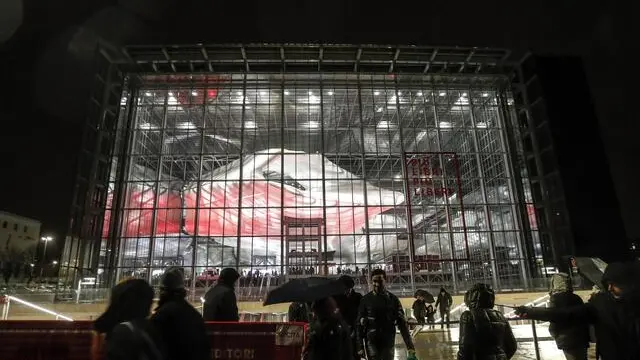 Una veduta della Nuvola di Fuksas durante la fiera 'Piu' libri più liberi', Roma, 10 dicembre 2017. ANSA/GIUSEPPE LAMI