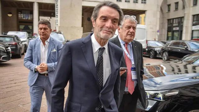Il presidente della Lombardia Attilio Fontana all’evento Investopia 2025 a Palazzo Mezzanotte, Milano 16 Maggio 2025 ANSA/MATTEO CORNER