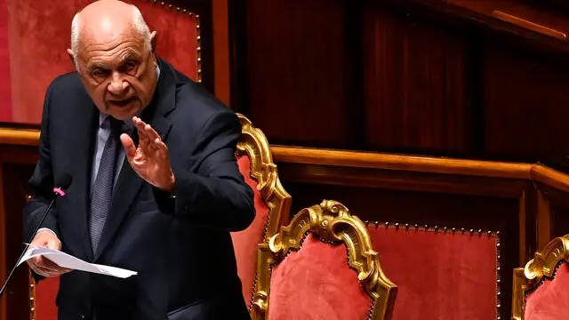 Il ministro della Giustizia, Carlo Nordio, durante il Question Time al Senato, Roma, 15 maggio 2025. ANSA/RICCARDO ANTIMIANI