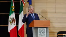 Italy's Minister for Foreign Affairs Antonio Tajani at UNAM university (Universidad Nacional Autonoma de Mexico) during of his official visit in Mexico City, Mexico, 23 May 2025. ANSA/GIUSEPPE LAMI