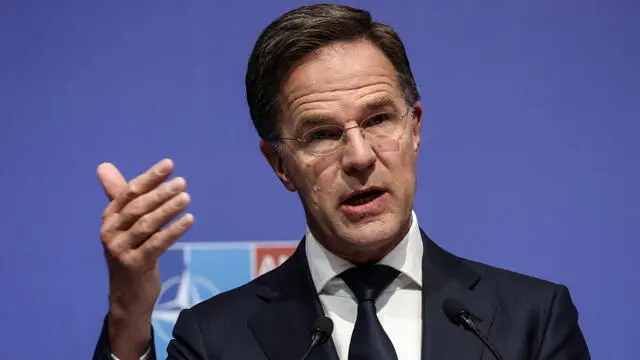 epa12102402 North Atlantic Treaty Organization (NATO) Secretary General Mark Rutte attends a press conference after an informal meeting of NATO Ministers of Foreign Affairs in Antalya, Turkey, 15 May 2025. EPA/ERDEM SAHIN
