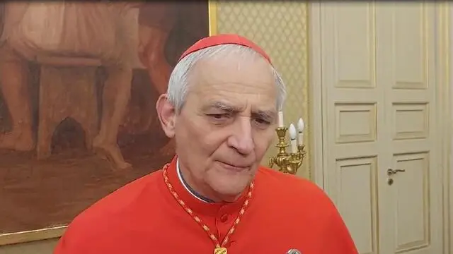 il presidente della Cei, cardinale Matteo Maria Zuppi, intervistato a Catania prima del Pontificale in Cattedrale in onore della Patrona della città, Sant'Agata, la terza festa cattolica al mondo per partecipazione, 5 Febbraio 2025. ANSA