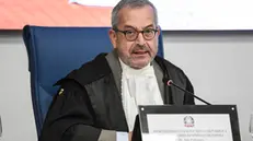 il neo procuratore generale presso la corte di appello di Napoli, Aldo Policastro, alla cerimonia del suo insediamento nella sala Arengario del Nuovo Palazzo di Giustizia di Napoli. 21 ottobre 2024 ANSA / CIRO FUSCO