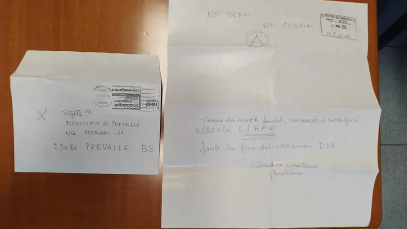La lettera anonima arrivata al Comune di Prevalle