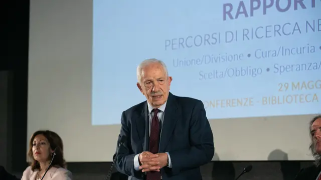 Gian Maria Fara, Presidente del di Eurispes, durante la presentazione del rapporto "Italia 2025". Roma, 29 maggio 2025. ANSA/Emanuele Valeri (NPK)
