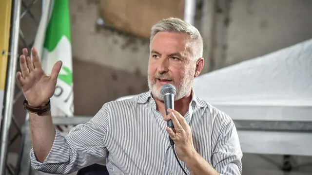 Lorenzo Guerini alla Festa del PD al quartiere Corvetto, 9 Settembre 2024 ANSA/MATTEO CORNER