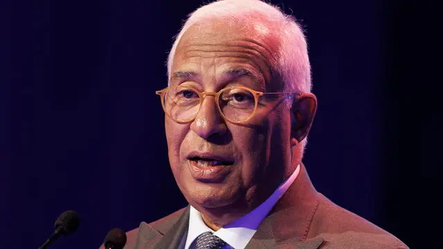 epa12143890 European Council President Antonio Costa speaks during the EU-Brazil Investment Forum in Sao Paulo, Brazil, 29 May 2025. Costa said that he hoped to have an agreement between the European Union and Mercosur signed in December. EPA/ISAAC FONTANA