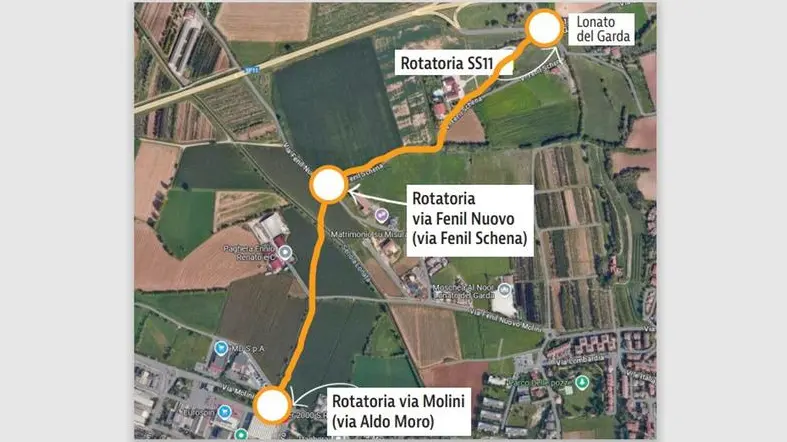Il tracciato della nuova strada