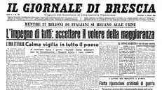 La prima pagina del GdB del 2 giugno 1946