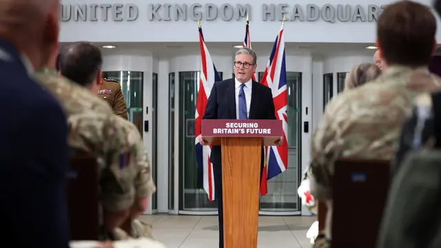epa12126087 British Pirme Minister Keir Starmer speaks during a press conference at Northwood military base in west London, Britain, 22 May 2025. The UK government has announced plans to proceed with the Chagos Islands deal following a legal challenge at the High Court. EPA/ANDY RAIN / POOL