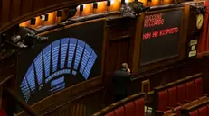 L’aula della Camera per le dichiarazioni di voto sulla fiducia posta dal governo sul decreto Albania, Roma, 14 maggio 2025. Il voto finale sul provvedimento è previsto nella mattinata di domani.. ANSA/MASSIMO PERCOSSI