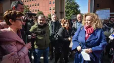 Il rettore Giovanna Iannantuoni al presidio studentesco "contro tagli e patriarcato" all’Università Bicocca, Milano 20 Marzo 2025 ANSA/MATTEO CORNER
