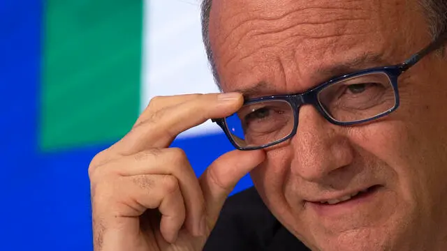 Giuseppe Valditara, ministro dell'istruzione e del merito durante la conferenza stampa a palazzo Chigi. Roma, 30 April 2025. ANSA/MASSIMO PERCOSSI