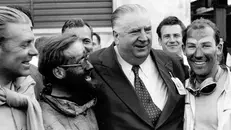 Alfred Neubauer, coi vincitori Stirling Moss e Denis Jenkinson