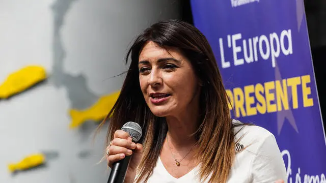 Pina Picierno all’ Iniziativa "L'Europa presente" alla fondazione Foqus. Napoli 16 Giugno 2023. ANSA/CESARE ABBATE/