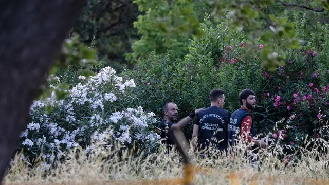 La zona del ritrovamento del cadavere della donna. Roma, 7 giugno 2025 ANSA/MASSIMO PERCOSSI