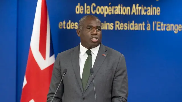 epa12149691 British Foreign Secretary David Lammy speaks during a press conference with Morocco's Minister of Foreign Affairs, African Cooperation, and Moroccan Expatriates Nasser Bourita (not pictured) in Rabat, Morocco, 01 June 2025. EPA/JALAL MORCHIDI