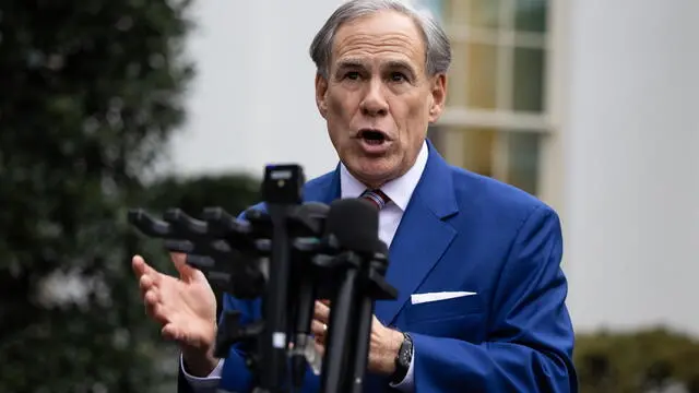 epa11877847 Texas Governor Greg Abbott speaks with reporters after meeting with President Donald Trump at the White House in Washington, DC, USA, 05 February 2025. EPA/FRANCIS CHUNG / POOL