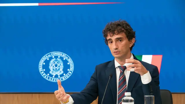 Galeazzo Bignami, Vice ministro delle infrastrutture e dei trsporti dell'Italia, durante la conferenza stampa per il maltempo in Emilia Romagna. 19 settembre 2024, Roma. ANSA/Emanuele Valeri