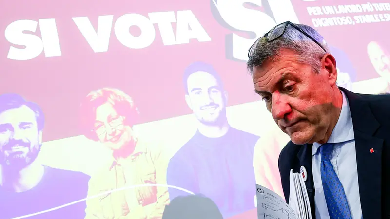 Maurizio Landini, segretario generale della Cgil, dopo il referendum - Foto Ansa © www.giornaledibrescia.it