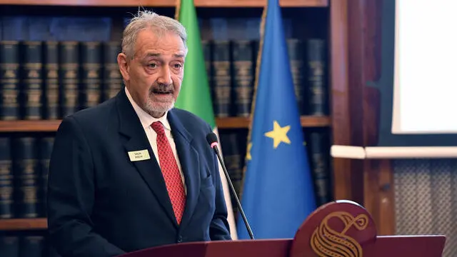 Il Presidente della Regione Lazio Francesco Rocca in occasione dell’evento ‘Franco Frattini Lecture, a tribute to Franco Frattini’ presso la Sala Koch del Senato Roma, 14 marzo 2025 ANSA/FABIO CIMAGLIA