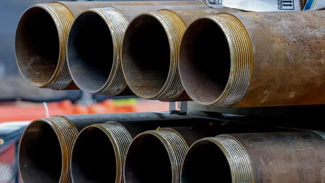 epa12155733 Steel pipes at the construction site of a new legislative office building for the Georgia General Assembly in Atlanta, Georgia, USA, 04 June 2025. US tariffs by the Trump administration on steel and aluminum doubled to 50 percent on 04 June 2025. EPA/ERIK S. LESSER