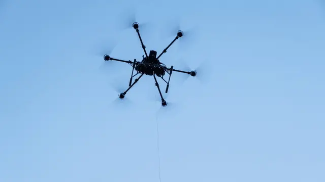 epa12170494 A Ukrainian-made Vampire drone operated by the 15th National Guard Brigade 'Kara-Dag' in the Ukrainian city of Myrnohrad, Donetsk, Ukraine, 10 June 2025. Kara-Dag pilots use these drones both to drop packages with supplies, water and medicine to fighters in the trenches on the contact line and to bomb strategic targets in the Russian ranks on the Pokrovsk front. EPA/Maria Senovilla