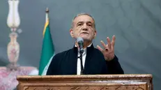 epa12153748 A handout photo made available by the Iranian presidential office shows Iranian President Masoud Pezeshkian speaking during a ceremony on the occasion of the 36th death anniversary of Ayatollah Ruhollah Khomeini at the Khomeini shrine in Tehran, Iran, 03 June 2025. On 02 June 2025, Trump stated he ruled out allowing Iran to enrich uranium under a potential new nuclear deal between Iran and the US. According to the IRNA news agency, Pezeshkian said on 03 June 2025, that Iran would not accept this condition and would not relinquish its peaceful right to enrich uranium. EPA/IRANIAN PRESIDENTIAL OFFICE / HANDOUT HANDOUT EDITORIAL USE ONLY/NO SALES