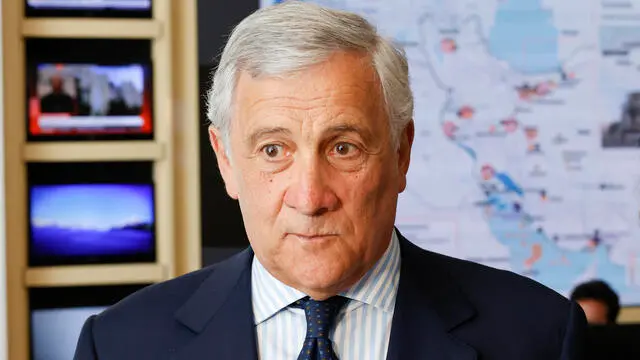 Italian Foreign Minister and Deputy Prime Minister Antonio Tajani speaks with journalists on the Israeli attack on Iran, Farnesina palace, Rome, Italy 13 June 2025. ANSA/FABIO FRUSTACI