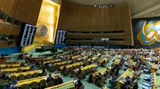 epa11755639 The United Nations General Assembly holds a vote on non-binding draft resolutions during a meeting at United Nations headquarters in New York, New York, USA, 03 December 2024. The resolutions, which all passed, call for, among other things, an end to Israel's occupation of the Golan Heights, condemns Israeli settlements, and outline a procedural path for further Palestinian representation at the United Nations. EPA/JUSTIN LANE